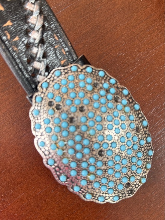 Streets Ahead Black Leather Western Belt with Turquoise Accent main image 4